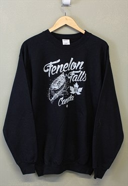 Vintage Canada Sweatshirt Black Pullover With Graphic 90s