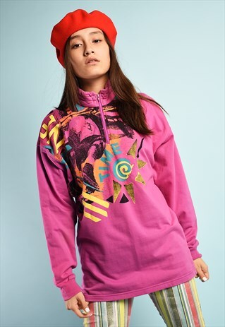 VINTAGE 80'S ABSTRACT PRINT OVERSIZED SWEATSHIRT JUMPER