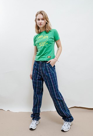 VINTAGE 80S SLOUCHY INDIGO DENIM STRIPED HIGH WAIST JEANS S