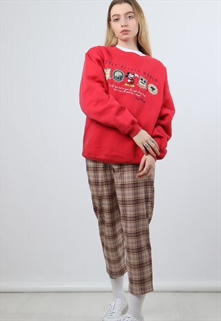 VINTAGE DISNEY LARGE RED EMBROIDERED SWEATSHIRT