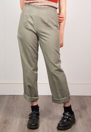VINTAGE 90'S GREY SMART HIGH WAIST TROUSERS