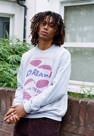 SWEATSHIRT IN GREY WITH DREAM INTO THE FUTURE PRINT