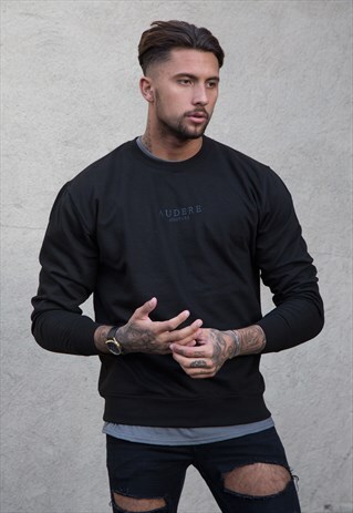 BLACK EMBROIDERED SWEATER