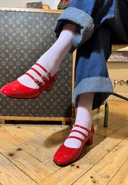 Second-hand red Carel Mary Jane shoes. Size 38