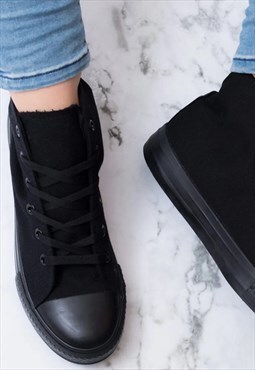 Mono Black High Top Canvas Trainers