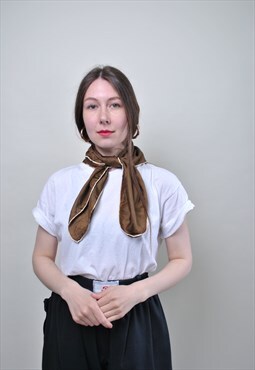 Brown minimalist shawl, 90s vintage headscarf, summer hair 