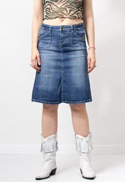 Vintage Y2K mini denim skirt low waist stretchy
