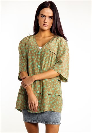 FLORAL PATTERNED SILK BLOUSE ACBL36