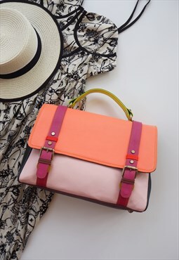 Nephele Peach Pink Large Satchel Sustainable Leather Bag