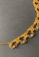 60'S VINTAGE LADIES NECKLACE GOLD AMBER STONE DELICATE 