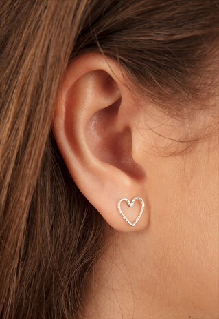 HEART STUD EARRINGS STERLING SILVER