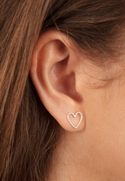 Open Heart Stud earrings sterling silver