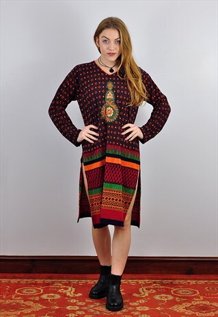 VINTAGE ETHNIC PRINT BOHO HIPPY KAFTAN