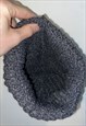 VINTAGE 90S KNIT HAT BEANIE CHARCOAL GREY UNISEX CLASSIC 