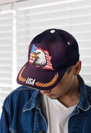 VINTAGE U.S.A. FLAG LOGO BASEBALL CAP 90S ONE SIZE 3.1