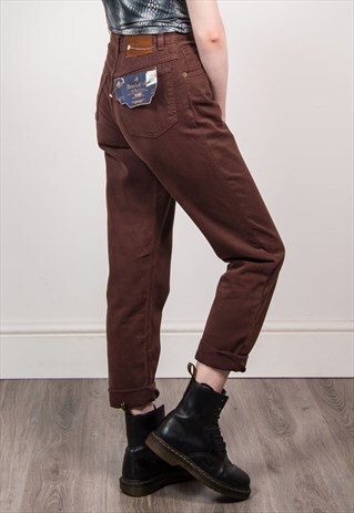 VINTAGE 90'S BROWN DENIM HIGH WAIST MOM JEANS