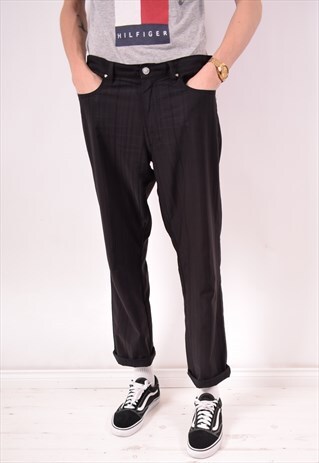 VERSACE MENS VINTAGE TROUSERS W34 L30 BLACK 90S
