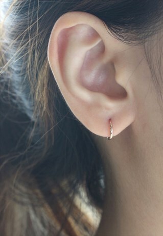 SMALL ROSE GOLD HOOP EARRINGS, 10MM - STERLING SILVER