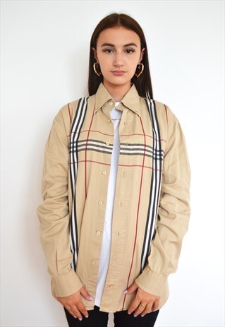 VTG BURBERRY NOVA CHECK LONG SLEEVED BOYFRIEND SHIRT