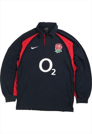 Vintage  Nike Polo Shirt 2002 England Rugby Long Sleeve Navy
