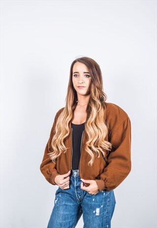 VINTAGE 1980S FESTIVAL BROWN BOMBER JACKET