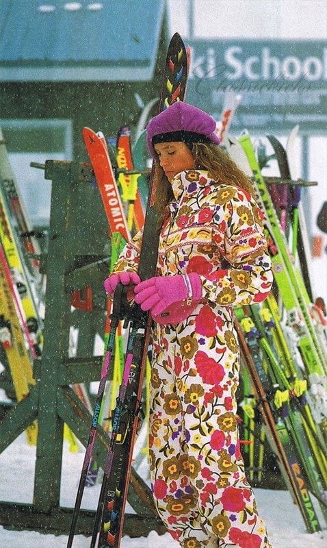 Flower Power </del> all in one all over print ski suit, photo C1989