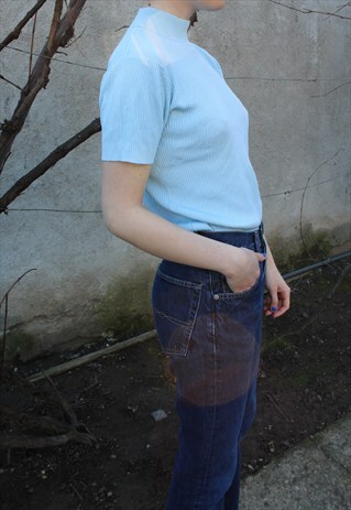 90S CYAN SMOOTH RIBBED TOP