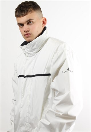VINTAGE NAUTICA WHITE FULL ZIP WINDBREAKER JACKET