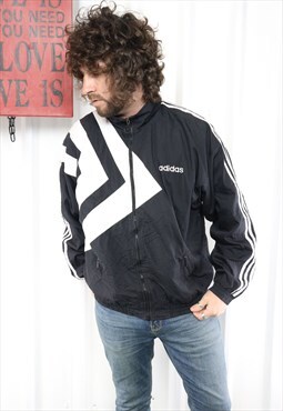 Vintage 90's ADIDAS full zip jacket,large ,spellout,black xl