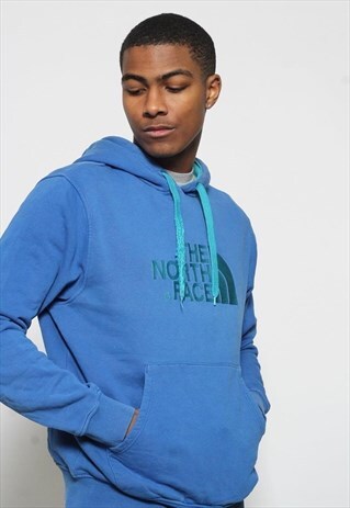VINTAGE THE NORTH FACE LOGO HOODIE BLUE