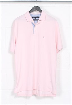 Vintage Tommy Hilfiger Polo Shirt in Pink Short Sleeve Large