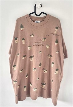 Vintage birdhouse brown single stitch T-shirt large 