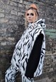 Aztec fleece gilet handmade Gothic zebra vest jacket white