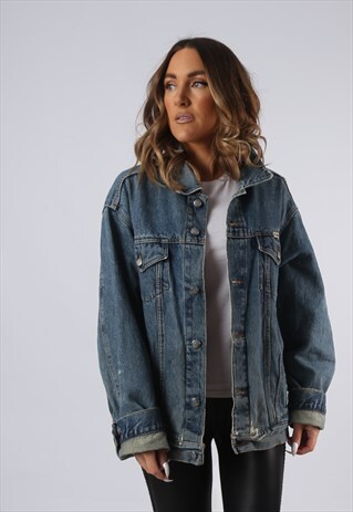 VINTAGE DENIM JACKET OVERSIZED FITTED UK 20 XXXL (JAEB)