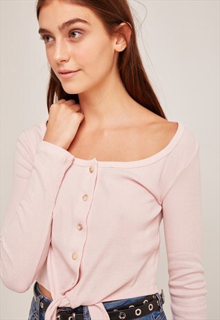 SUBDUED PINK FRONT BOW T-SHIRT