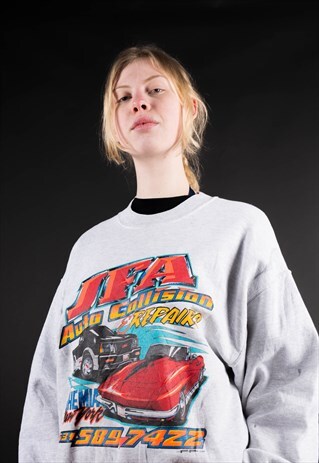 VINTAGE 90'S FULL PRINT RACING CREWNECK USA SWEATSHIRT