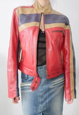 Vintage Y2K Biker Motocross Leather Jacket