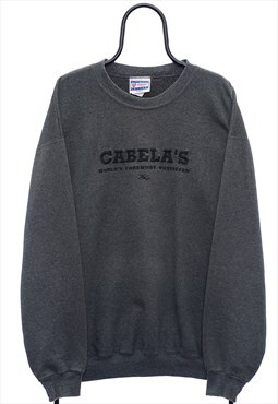 Vintage Cabelas Spellout Grey Sweatshirt Mens
