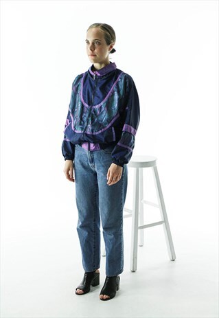 NAVY AND PURPLE BOMBER JACKET / CASUAL SPRING BOLD JACKET