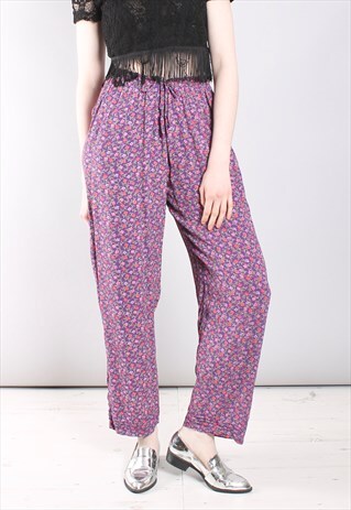 VINTAGE 80S FLORAL HIGH WAISTED TROUSERS