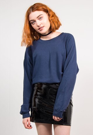 VINTAGE 90'S DARK NAVY BLUE BASIC SWEATER