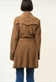 LEATHER LINED OVERSIZED BROWN SUEDE TRENCH OUTWEAR 4335