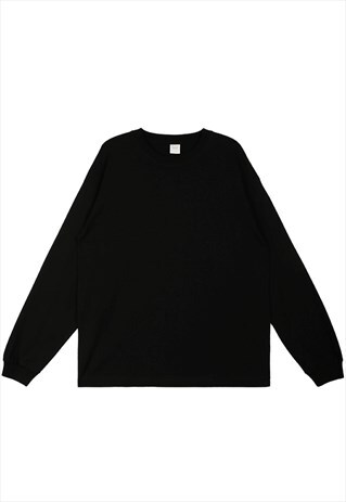 KALODIS PURE BLACK LOOSE ROUND NECK COTTON SWEATSHIRT
