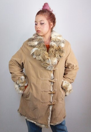 VINTAGE 90'S FAUX SUEDE / FAUX FUR OVERSIZED COAT / JACKET