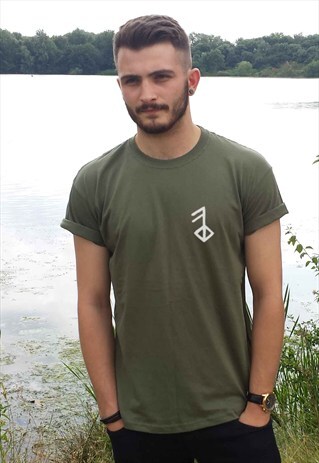 VIKING LOVE PRINT COTTON T-SHIRT IN GREEN