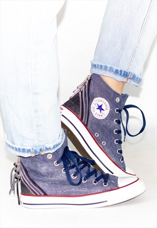 METALLIC BLUE ZIP CONVERSE TRAINERS UK5