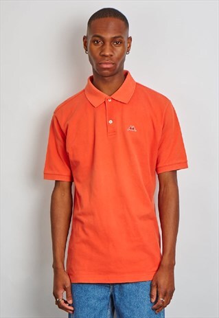 VINTAGE 90'S KAPPA LOGO ORANGE POLO T-SHIRT