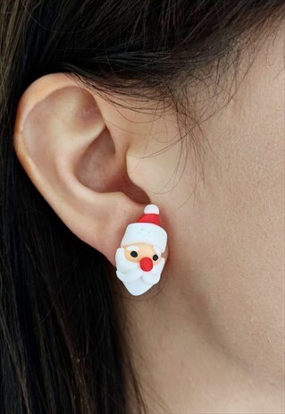CHRISTMAS NOVELTY EARRINGS SANTA HANGING STUD TWO WAY