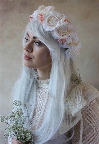 PEACH AND CREAM FLOWER HEADPIECE