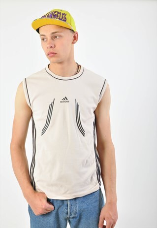 VINTAGE ADIDAS ROUND NECK SLEEVLESS T-SHIRT
